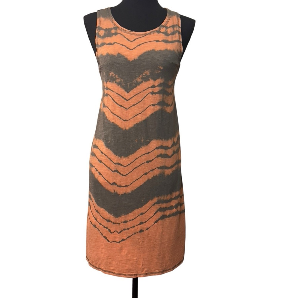 Loveriche T-Shirt Dress Green Orange Tie Die Size Large A-Line Stretch Casual